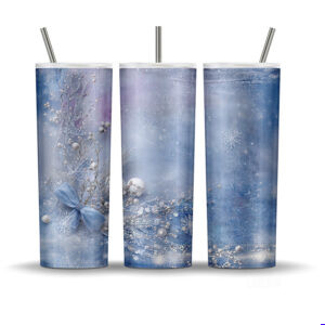 Rustic denim and snowflake winter Christmas 20oz tumbler wrap sublimation PNG design.