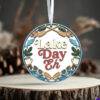 Lake Day Eh round PNG sublimation design with paddles, pine branches, fish, lantern, lake waves and cottage lettering