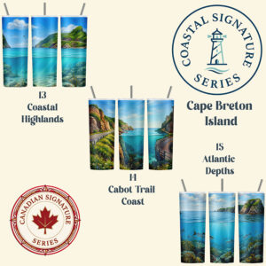 Cape Breton coastal tumbler wrap bundle with highlands, Cabot Trail and underwater Atlantic scenes